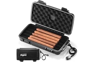 ELIGARA Reise-Zigarren-Humidor Koffer mit Befeuchter-Scheibe - Wasserdicht, Luftdicht, Langlebig und Bruchsicher - Platz für bis zu 5 Zigarren, Tragbare Zigarrenbox, Geschenk für Männer