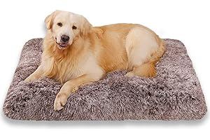 Jaspuriea Großes Hundebett Waschbare Hundekistenmatratze Beruhigende Flauschige Anti-Angst Hundebetten Deluxe Plüsch Hundematte mit Anti-Rutsch-Boden,105x70x7cm