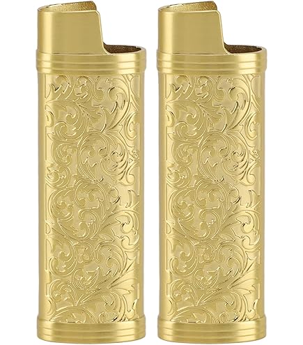 Vintage aanstekerhoezen voor mini-BIC-aansteker, draagbare aanstekerafdekking, metaal, retro aanstekerkoffer, afdekking met ketting, gravure, herbruikbare aanstekerhoes, normale aanstekers, 6 cm x 2,4