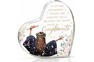 GLEEVARA Regalo Laurea Donna, Regali per la Laurea Unici - Targa Acrilica a Forma di Cuore, Regali di Laurea Con Frasi Motivazionali, Regali di Laurea per Donne, Figlia, Amiche