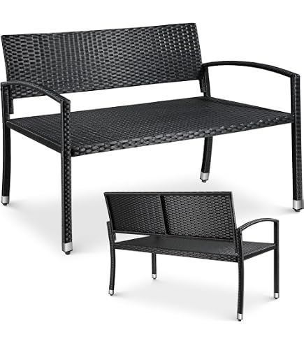 Banc à Bascule D'extérieur 2 Places GIANTEX - Rotin Synthétique, Métal, Capacité 360 Kg - Pour Jardin, Terrasse, Balcon