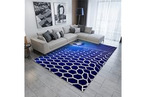 Xisnuient Alfombra De Fútbol 3D Alfombra para Niños Verde Campo De Fútbol Alfombra De Franela Alfombra Salón Alfombra De La Habitación Alfombra Infantil Almohadilla De Juego (Azul,140x200 cm)