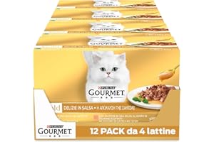 GOURMET Gold - Cibo Umido Gatto Adulto, Delizie in Salsa con Salmone e Tonno. 48 Lattine da 85 g
