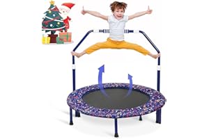 ‎MAYCOLY Trampolin Kinder Ø 92cm Faltbar Mini Kindertrampolin mit Verstellbarer Griff & gepolsterter Sicherheitsabdeckungbelastbar bis 60kg,Indoor & Outdoor Kleinkind-Trampolin für ab 3 Jahre