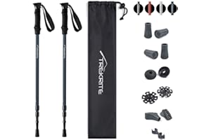 Collapsible Telescopic Walking/Hiking/Trekking Poles/Sticks - 3-Section Anti Shock Unisex with Accessories (2pc / set/pair) - Trekrite