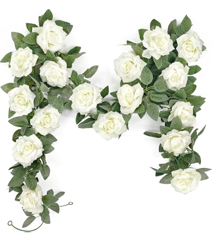 6 Stück Künstliche Rosengirlanden, 240 Cm, Orange-gelb – Für Hochzeit, Garten & Wanddekoration