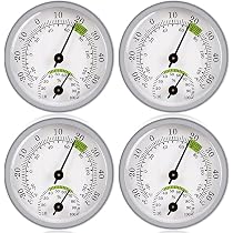Termometro E Igrometro Analogico Da Interno – 58 Mm, Lega Di Alluminio, Oro E Bianco, Senza Batterie