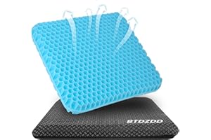 BTDZDD Gel Sitzkissen, Orthopädisch Doppelschicht Verdickung Sitzkissen mit Rutschfester Stoffhülle Atmungsaktives Stuhlkissen Gelkissen für Bürostuhl, Rollstuhl, Auto