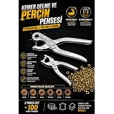 Zephoo Kemer Delme Pense Seti ve Per&ccedil;in Pensesi 100 Adet Per&ccedil;in Dahil Deri Kumaş Kemer &Ccedil;anta Ayakkabı Delme ve Per&ccedil;inleme Apa