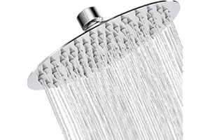 Rain Shower Head High Pressure,WOOPHEN 10 Inch 304 Stainless Steel Rainfall Showerhead, Mirror-Like Look,Swivel Spray Angle, Voluptuous Shower Experience, Easy Installation, Chrome Finish