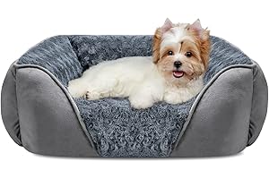 JOEJOY Legowisko dla psa, nadaje się do prania, legowisko dla małych psów, legowisko dla psa, puszyste, antypoślizgowe legowisko dla psa, sofa dla psa, legowisko dla zwierząt domowych, pasuje do 9 kg, zwierząt domowych (51 x 48 x 15 cm)