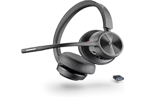Poly Voyager 4320 UC schnurloses Headset, Stereo-Kopfhörer mit Noise Cancelling-Mikrofonarm, Verbindung mit PC/Mac/Mobiltelefon über Bluetooth, Kompatibel mit Teams (zertifiziert), Zoom und andere