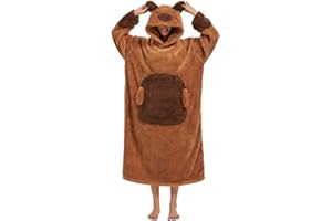 chuangminghangqi Kuscheldecke zum Anziehen mit Ärmeln und Kapuze Unisex Übergroßes Tiere Decken Pulli Damen Lustige Riese lang Hoodie Decke Winter flauschiger Comfy und Warm Sofadecke