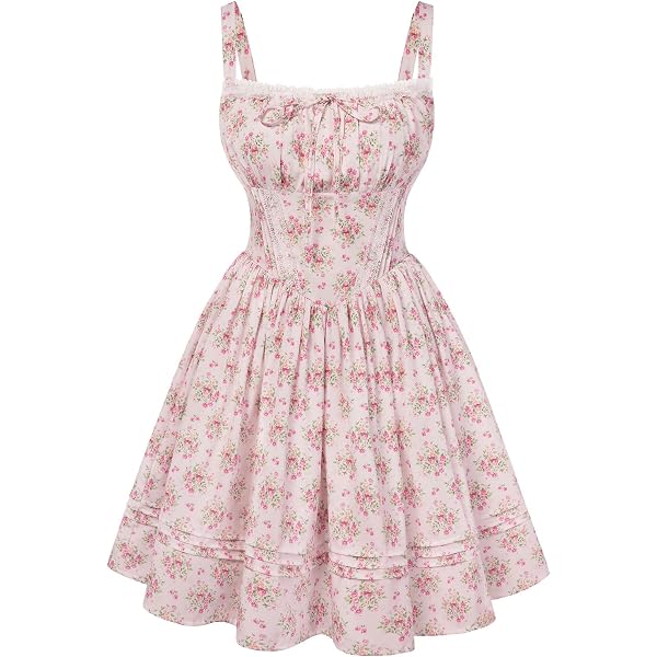 CIDER Secret Garden Corset Mini Dress, Green, M Fashion