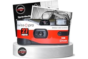 Disposable Camera Bundle with Swiss+Pro Disposable Camera Single-Use Film Cameras with 27 Exposures and Clikoze Disposable Photography Tips Card