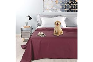 Byour3 - wasserdichte Doppel Tagesdecke Gemischte Baumwolle Bettüberwurf Dekostoff Einzelbett Queen Size Wohndecke Schutz vor Hunden Katzen Kinder Kratzfest Wasserfest Waschbar (Bordeaux, Einzelbett)
