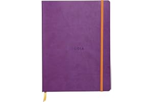 RHODIA 117510C - Cahier Souple Violet - 19 x 25 cm - Ligné - 160 pages - Papier Clairefontaine Ivoire 90 g/m² - Marque-Page, Fermeture Élastique - Couverture Simili Cuir - Collection Rhodiarama