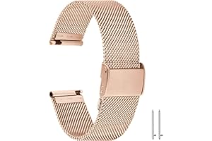 Aliwisdom bracelet de Montre 20mm pour Montre connectée, Smartwatch universelle Métal Acier Maille Bracelets de rechange de à libération Rapide pour Homme Femme (Or Rose, 20mm)