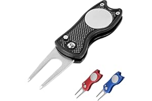 FUZVOL Golf Divot Repair Tool, Divot Tool with Pop-up Button, Small Portable Durable, Golf Gift for Professional Golfers and Men