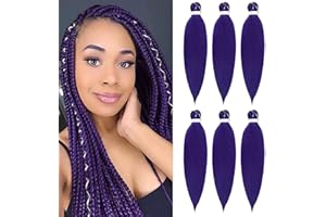 BLTYXT Pre stretched Braiding Hair 26'' Easy Braid 6 Packs Professional Itch Free Synthetic Fiber EZ Braids Yaki Texture Knotless Braiding Hair Extensions (26 Inch（Pack of 6）, Purple#)