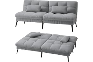 LUCKRACER Sofa Bed Fabric 2 Seater Click Clack Sofa Bed 5-Gear Back Angle Adjustable Futon Sofa Recliner Lounge for Living Room Bedroom