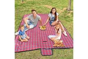 ARMO HOME Armo Extra Large Tartan Picnic Blanket With Carrying Handle Waterproof Beach Garden Outdoor Washable Picnic Camping Blanket 200CM X 150CM (Red)