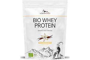 ‎ALPENPOWER AlpenPower BIO WHEY Protein Vanille 500 g - 100% natürliche Zutaten & ohne Zusatzstoffe - Hochwertiges CFM Eiweiß-Pulver aus bester Bio-Alpenmilch