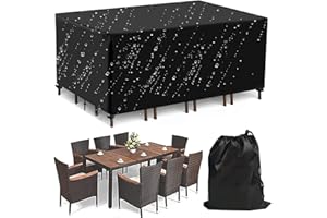 XZGm Housse de meubles de jardin imperméable et résistante aux UV en tissu Oxford 420D très résistant pour extérieur, canapé, table et chaises, noir (170 x 94 x 70 cm)