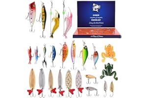 QIKAM Calendrier de l'avent Peche 2023, Leurres De Pêche Kit, Calendrier l'Avent Noël avec Leurres de Pêche & Accessoires Pêche, Cadeaux de Noël pour Mari, Père, Pêcheurs