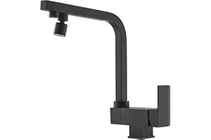 SJQKA Kran pod oknem, 3-drożna bateria do oczyszczania, trójdrożna bateria podokienna, składana bateria kuchenna, mosiężny, składana bateria kuchenna (czarna)