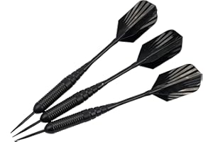 ‎KINGS DART Kings Dart Steeldarts Set mit Flights, Schäfte, Box | 3X Turnier Dartpfeile für Steeldart | 22g o. 24g |100% Messing-Barrel, Aluminium-Schaft | Schwarz | Markenqualität