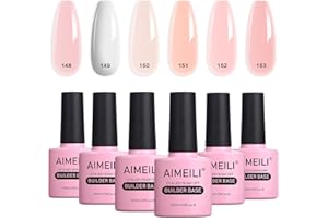 ‎AIMEILI AIMEILI 6 Stück Gel Nagellack Set 5 in 1 Builder Base Für Nägel UV LED Gellack mehrfarbig ablösbarer Gel Polish Kit- Nummer 36
