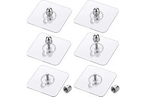 6 st 6 x 6 cm silver inga borrande självhäftande väggkrokar, återanvändbara bildhängare utan spikar, spikfria väggfästen för