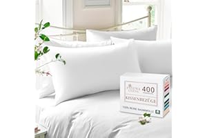 ‎PIZUNA Pizuna luxuriöser Baumwolle Kissenbezug 40 x 80 cm - Packung mit 2, 400 Fadenzahl 100% langstapeliger Baumwolle Kissenbezug aus weichem Satin (100% Baumwolle kissenbezüge 40x80 weiß)