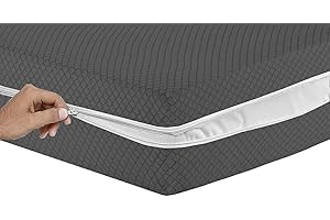 MIA WE DRESS YOUR HOME Coprimaterasso in 100% policotone, copertura totale con cerniera, per letto singolo, matrimoniale, king e super king, con cerniera, anti insetti, facile da pulire (PIAZZA E MEZZA, GRIGIO SCURO)