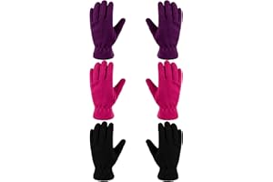 Geyoga 3 Paar Kinder Fleece Handschuhe Winter Vollfinger Fäustlinge für Jungen Mädchen