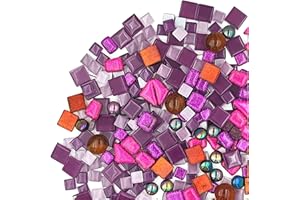 BTMIEY Azulejos de mosaico de cristal de colores mezclados de 200g, mini azulejo de mosaico DIY Hobbies para niños artesanales de cristal hecho a mano para manualidades (serie púrpura)