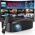 4K Projector with Wifi and Bluetooth, ELEPHAS Outdoor Movie Projector with NETFLIX/Prime Video/YouTube Built-in, 100,000+ Apps Supported, Video Projector Compatible with HDMI/USB/iOS/Android/Windows