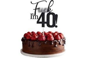 VIKY® Tortendeko 40 Geburtstag Frau Mann, 40. Kuchendeko Geburtstage, Glitter Torte Deko 40. Geburtstags, Cake Topper Geburtstag 40, Kuchendeko Geburtstaeg Schwarz, 40 Geburtstags Party Kuchen Deko