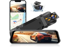 Vtopek 4K Dashcam WiFi Backspegel 10" Spegel Daschkamera med Backkamera 170° Vidvinkel Bilkamera Bilspegel Fram Bak Spegelbil