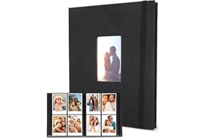 KAEMPE Álbum De Fotos Con 208 Bolsillos Para 3 Inch Fotos, Álbum Con Ventana Frontal, Compatible Con Película Polaroid, Fujifilm Instax Mini 8/9/90/11 y Tarjetas K-Pop (Negro)