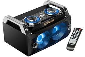 Ibiza - SPLBOX120 - Sistema de Sonido portátil Todo en 1 de 120W con Leds en los Altavoces - Bluetooth, USB, SD, FM y Line-IN - Negro