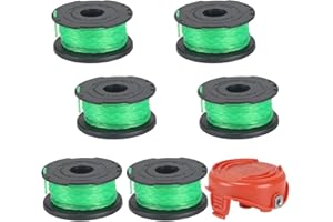 COEWUR 0.08"/2mm 20ft Strimmer Spool for Black and Decker GL7033 GL9035 GL8033 Strimmer Line Replacement A6486 and Cover 90583594 Compatible for Black and Decker (Spool *6+caps *1)