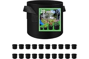 LITLANDSTAR 20 Pack Vegetable Grow Bags, Gardening Plant Growing Bags Breathable Non-woven Fabric Plant Pots with Handles Indoor & Outdoor Grow Containers for Vegetable/Flower/Plant/Fruits, 10 Gallon(Black)