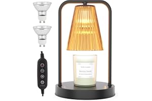 LAPEASY Candle Warmer Lamp, Candle Warmer with Timer Dimmable 4-Levels, Vintage Electric Candle Melter for Scented Wax Jar Candle (Amber Glass Shade)