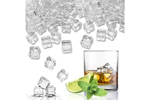 LYFJXX Fake Crushed Square Ice Cubes Artificial Acrylic Crystal Diamonds for Vase Fillers,Table Scatter, Party Favor, Wedding Decoration, Photography Props, Food Display, DIY Crafts (square-10MM 200 Pieces)