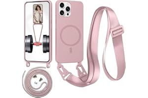 Beajew Handykette für iPhone 16 Pro Max Hülle mit Band [Kompatibel mit Magsafe] Flüssig Silikon Necklace Handyhülle Magnetische Schutzhülle zum Umhängen Kordel für iPhone 16 Pro Max, Sandpulver