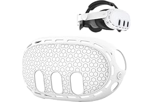 LICHIFIT Housse de protection en silicone pour casque Meta Quest 3 VR - Coque de protection antidérapante - Accessoires - Blanc