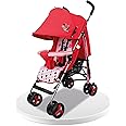Disney Minnie Mouse Lightweight Adventure Stroller + Storage Cabin 0-36 months, Compact Design, Shoulder Strap, Adjustable Reclining Seat and More - Light red