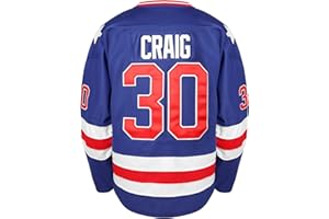 QCBW Maillot de hockey olympique 1980 #21 Mike Eruzione #17 Jack O'Callahan #30 Jim Craig Miracle On Ice Hockey Jersey Blanc/Bleu